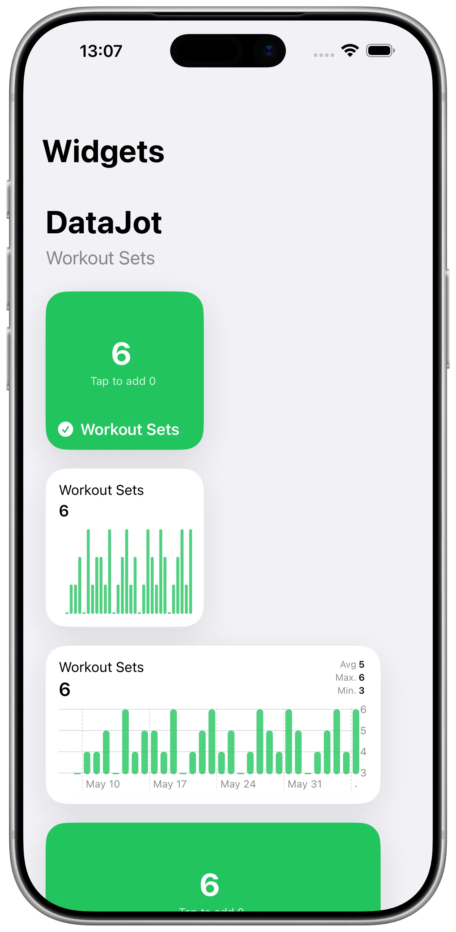 DataJot widget for quickly adding a coffee
